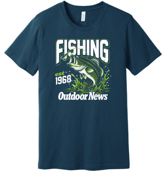 Retro Fishing Outdoor News Logo T-Shirt