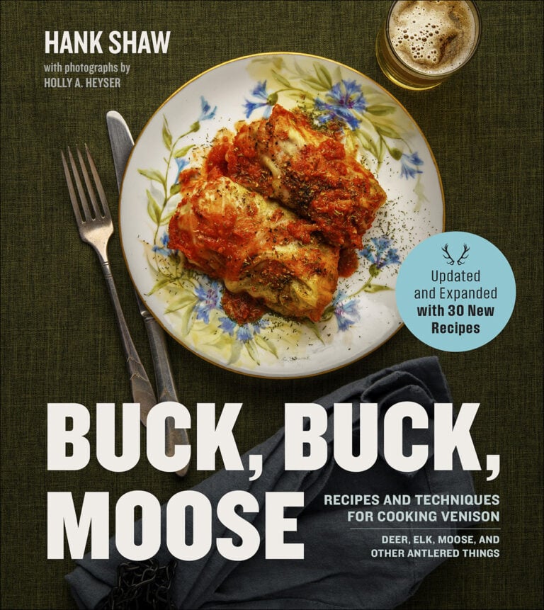 Hank Shaw's Buck, Buck, Moose: Recipes and Techniques for Cooking Venison is a total reboot of Shaw’s 2016 book. The 336-page hardcover includes 125 recipes, approximately 200 color photographs and updated guidance for cooking deer, elk, moose, caribou, pronghorn and other antlered game. H&H Books